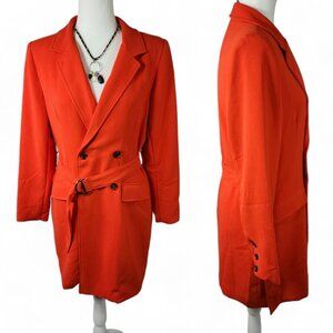 Kendall + Kylie Belted Double Breasted Blazer Dress Red Orange Size 4/6 NWT